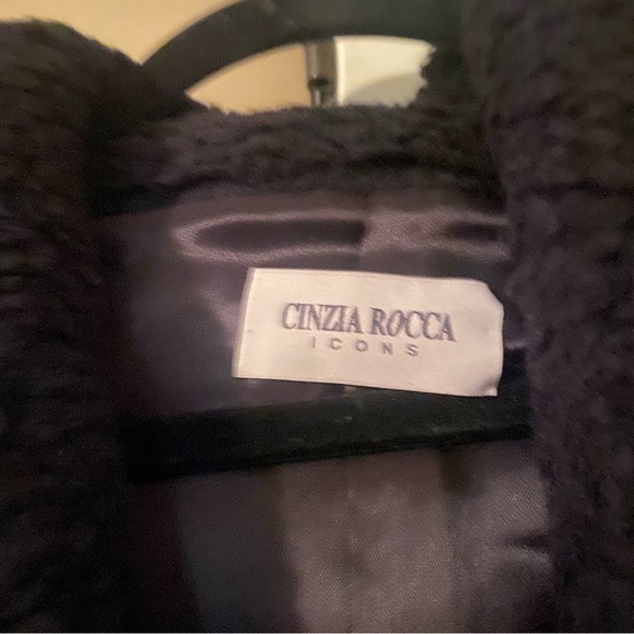 Cinzia Rocca Icons Black Teddy Bear Wool Hooded Pea Coat US 10 or IT 46 - Picture 2 of 10